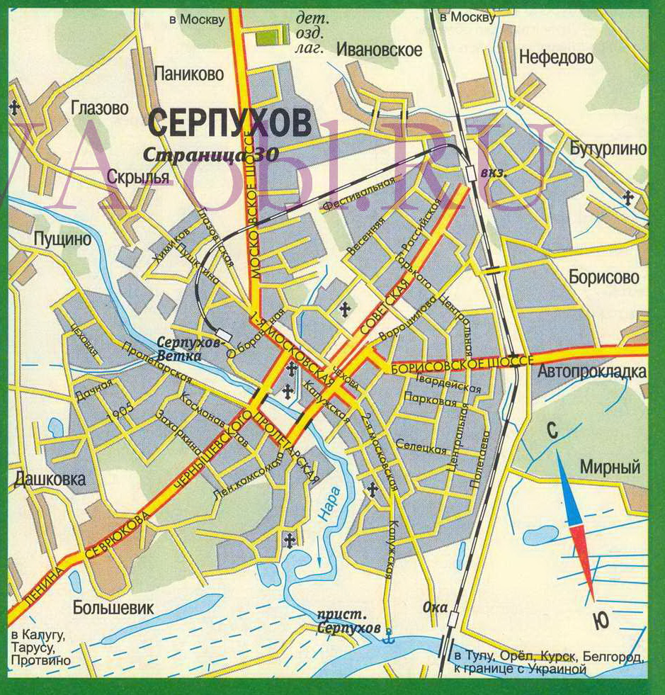 Карта автодорог Серпухова